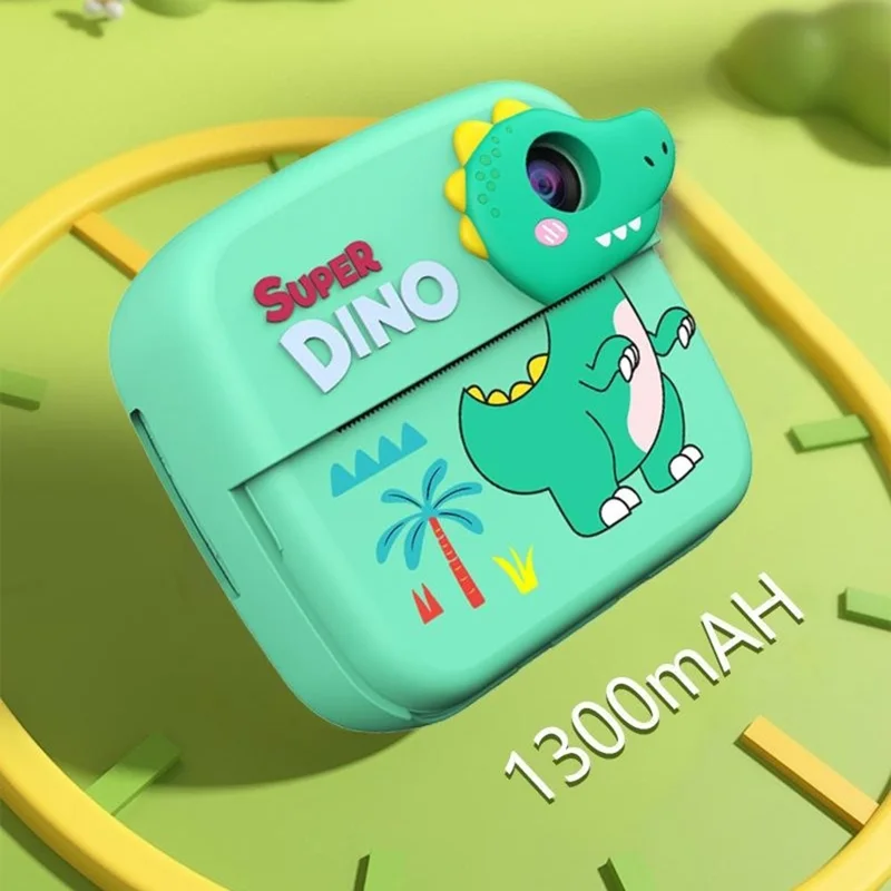 A28 2.4 Inch IPS Screen Instant Print Digital Camera for Kids Cartoon Animal Video Recorder, with 32GB Card + Card Reader - Unicorn