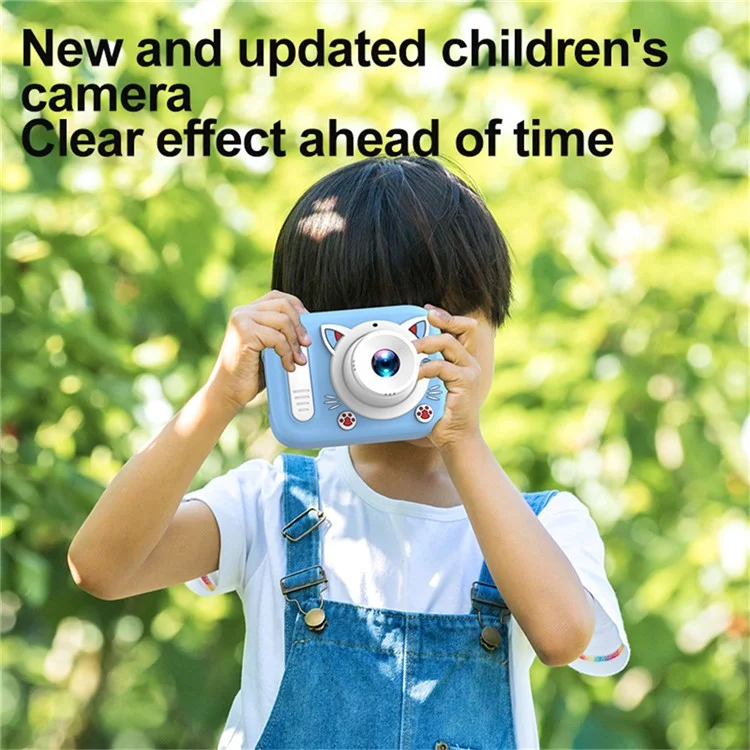 Cartoon Cat Shape Photo Video Kids Digital Camera 2.0-inch IPS Screen HD Dual Camera - Pink