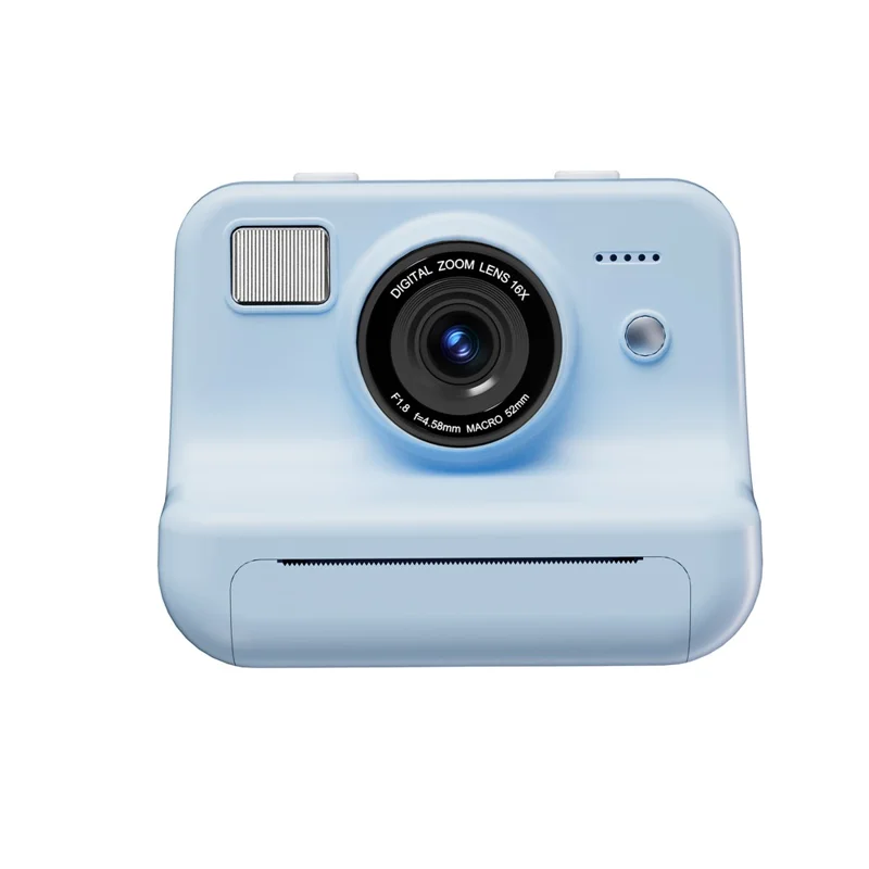 P10 Dual Lens Instant Print Camera for Kids 2.4 Inch IPS Screen Video Recorder, Support Monochrome Printing - Blue