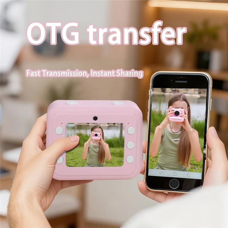 P10 Dual Lens Instant Print Camera for Kids 2.4 Inch IPS Screen Video Recorder, Support Monochrome Printing - Blue