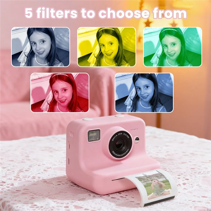 P10 Dual Lens Instant Print Camera for Kids 2.4 Inch IPS Screen Video Recorder, Support Monochrome Printing - Blue