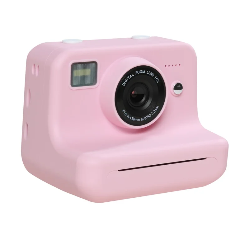 P10 Dual Lens Instant Print Camera for Kids 2.4 Inch IPS Screen Video Recorder Support Monochrome Printing, with 32GB Card - Pink