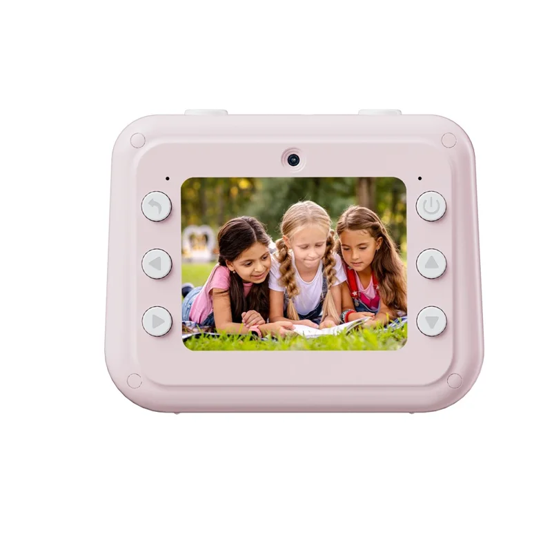 P10 Dual Lens Instant Print Camera for Kids 2.4 Inch IPS Screen Video Recorder Support Monochrome Printing, with 32GB Card - Pink