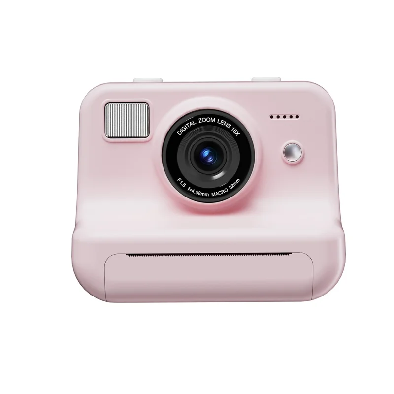 P10 Dual Lens Instant Print Camera for Kids 2.4 Inch IPS Screen Video Recorder Support Monochrome Printing, with 32GB Card - Pink