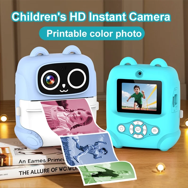 AM500 48MP 2.0 inch HD Dual Lens Kids Instant Print Camera 1080P Photo Video Built-in Games MP3 Player - Purple