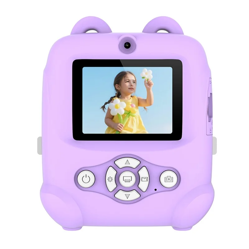 AM500 48MP 2.0 inch HD Dual Lens Kids Instant Print Camera 1080P Photo Video Built-in Games MP3 Player - Purple