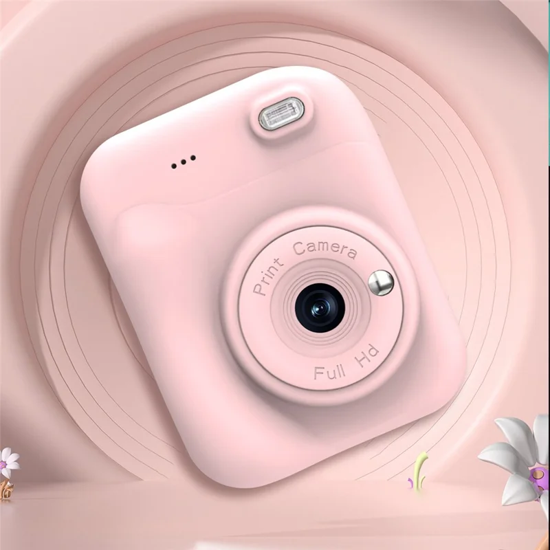 Q11 48 MP 2,4 tommer Børns Instant Print Kamera HD Kamera med Foto- og Videoptagelse TF Kort Tummekamera Gave - Pink