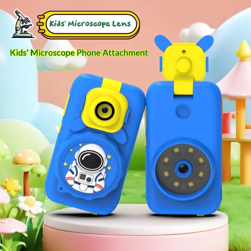 S1 2.8 inch Touchscreen Flip Lens Phone Microscope 2 in 1 180° Rotatable Photo Video Recorder 1200X Magnification Camera Microscope Gift with 32GB Card and Reader - Blue