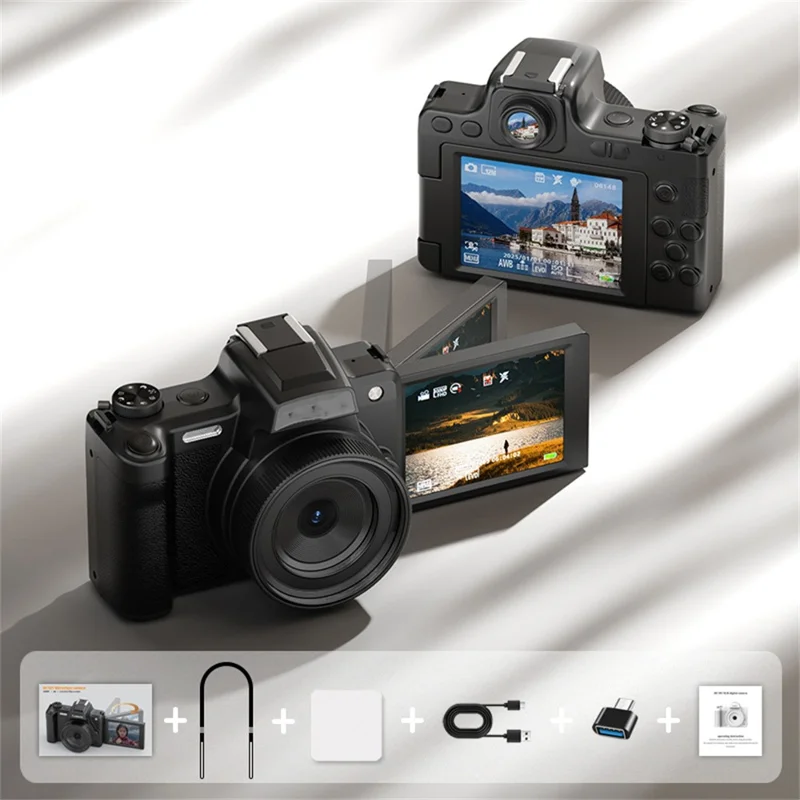 Appareil photo micro DSLR DC101 avec écran orientable de 2,8 pouces et zoom numérique 28x, 68 MP, enregistreur vidéo 4K