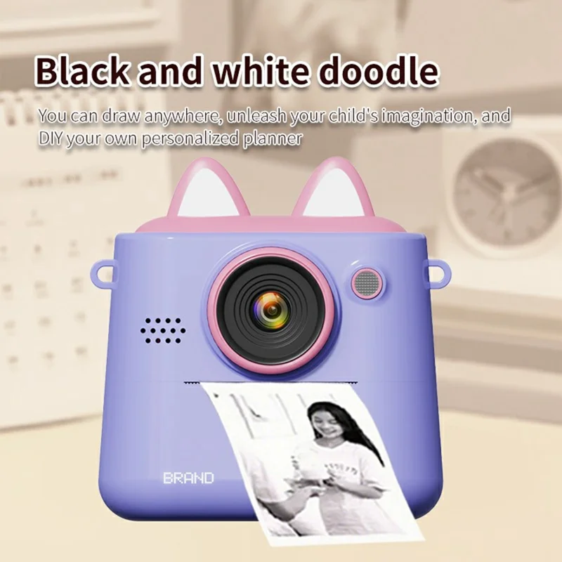 K2 2.4 Inch HD Dual Camera Kids Digital Camera Instant Print Photo / Video Recorder - White