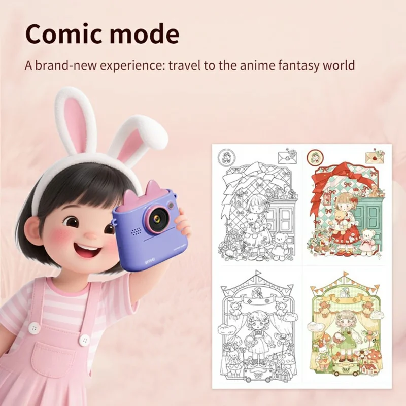 K2 2.4 Inch HD Dual Camera Kids Digital Camera Instant Print Photo / Video Recorder - White