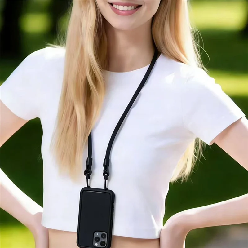 M22 Nylon Halsband Magnetisches Verstellbares Gurtband Ständer für Handy Kamera - Schwarz