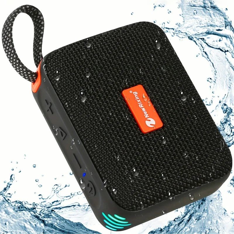NEWRIXING NR-198 Portable Wireless Bluetooth-compatible Speaker IPX7 Waterproof Outdoor TWS Stereo Subwoofer - Black