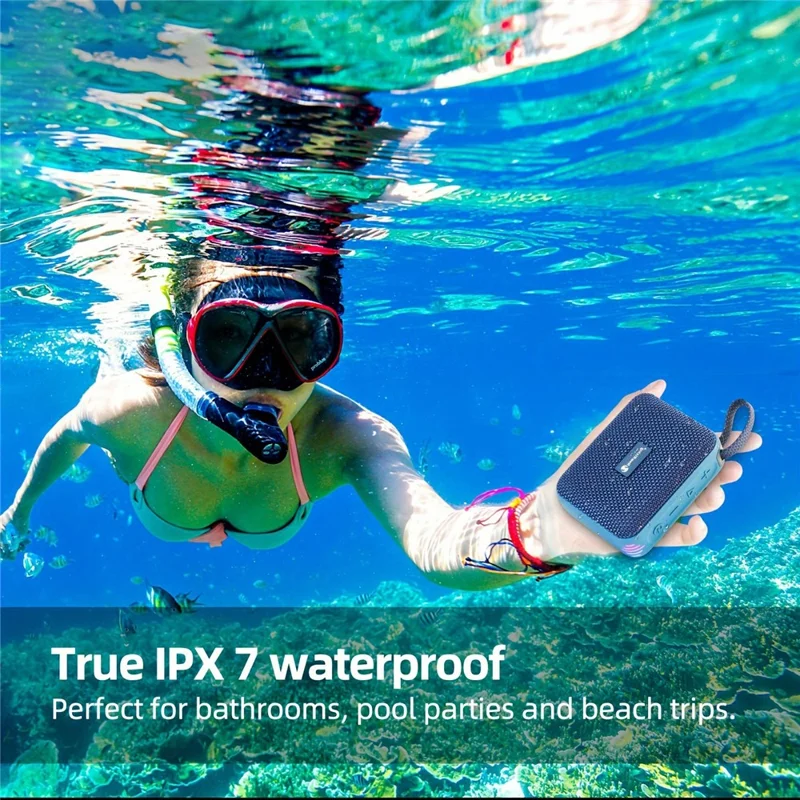NEWRIXING NR-198 Portable Wireless Bluetooth-compatible Speaker IPX7 Waterproof Outdoor TWS Stereo Subwoofer - Black
