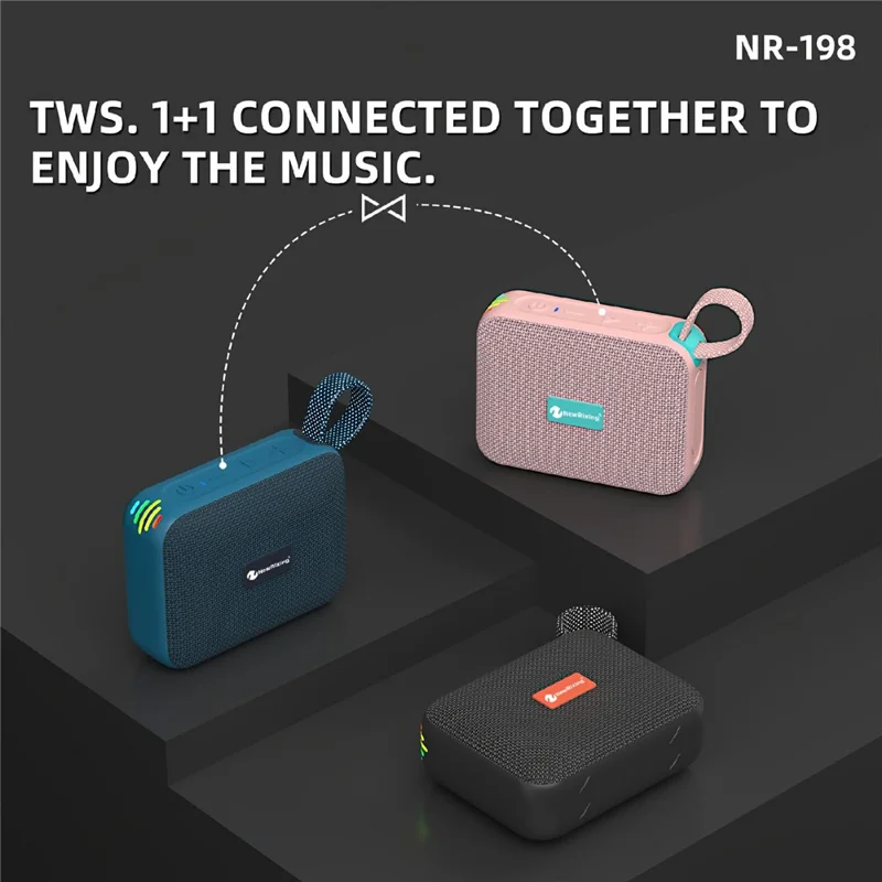 NEWRIXING NR-198 Portable Wireless Bluetooth-compatible Speaker IPX7 Waterproof Outdoor TWS Stereo Subwoofer - Black