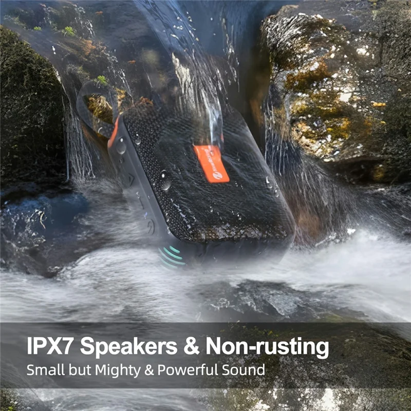 NEWRIXING NR-198 Portable Wireless Bluetooth-compatible Speaker IPX7 Waterproof Outdoor TWS Stereo Subwoofer - Black
