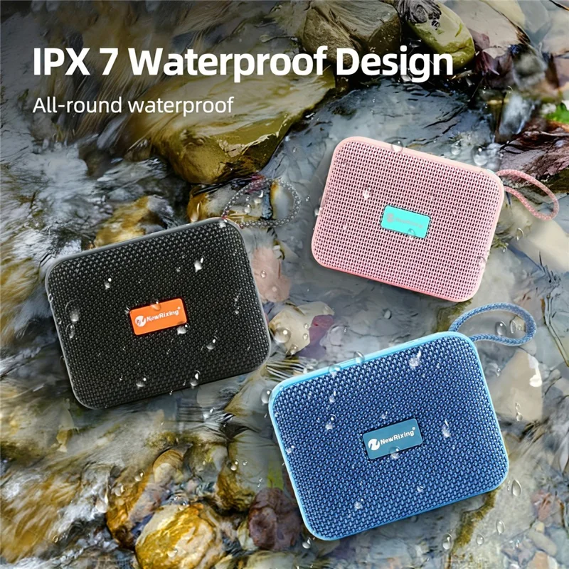NEWRIXING NR-198 Portable Wireless Bluetooth-compatible Speaker IPX7 Waterproof Outdoor TWS Stereo Subwoofer - Black