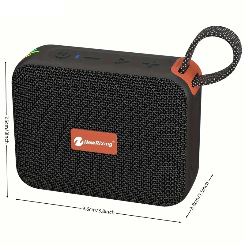 NEWRIXING NR-198 Portable Wireless Bluetooth-compatible Speaker IPX7 Waterproof Outdoor TWS Stereo Subwoofer - Black