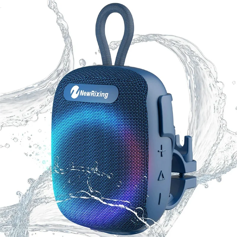 NEWRIXING NR-195 8W Cycling Speaker IPX7 Waterproof True Wireless Stereo Subwoofer with RGB Light - Blue