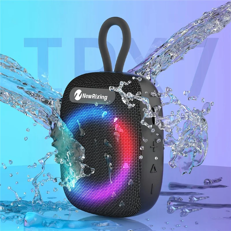 NEWRIXING NR-195 8W Cycling Speaker IPX7 Waterproof True Wireless Stereo Subwoofer with RGB Light - Black