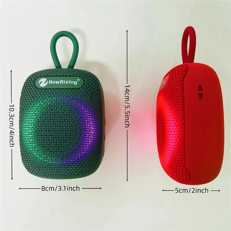 NEWRIXING NR-195 8W Cycling Speaker IPX7 Waterproof True Wireless Stereo Subwoofer with RGB Light - Black