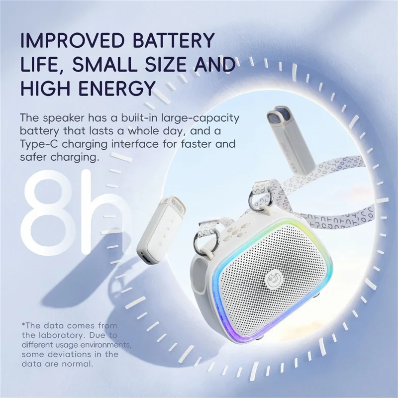 C22 Coluna Sem Fios com 2 Microfones Magnéticos Bluetooth 5.1 Sistema KTV Portátil com Luz RGB - Branco