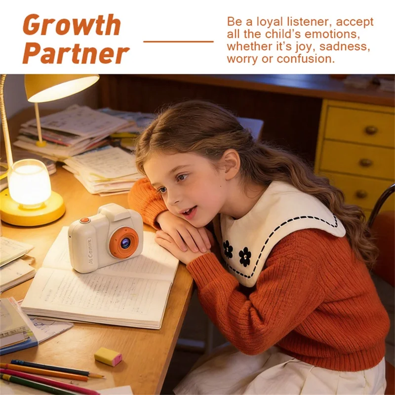 Cámara A101 para niños con lente doble HD de 2,4 pulgadas, cámara educativa de aprendizaje con IA - Amarillo