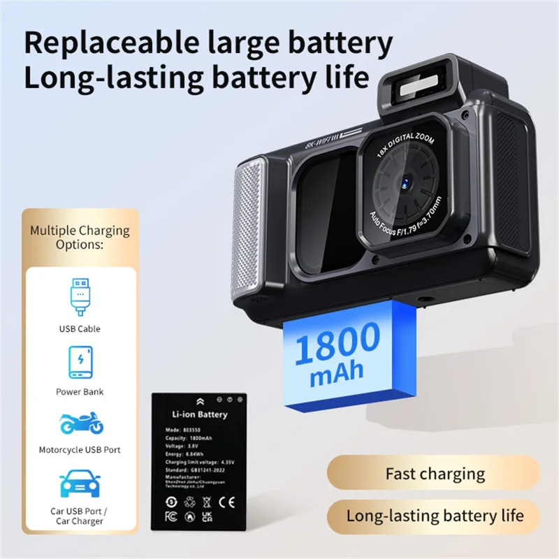 D80 8K 15 м Водонепроницаемая подводная камера с двойным IPS-экраном 2,83 + 2,01 дюйма для дайвинга — черная