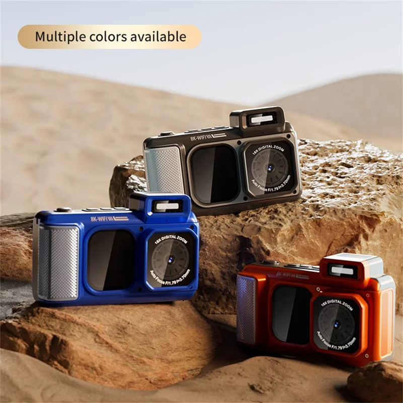 D80 8K 15 м Водонепроницаемая подводная камера с двойным IPS-экраном 2,83 + 2,01 дюйма для дайвинга — черная