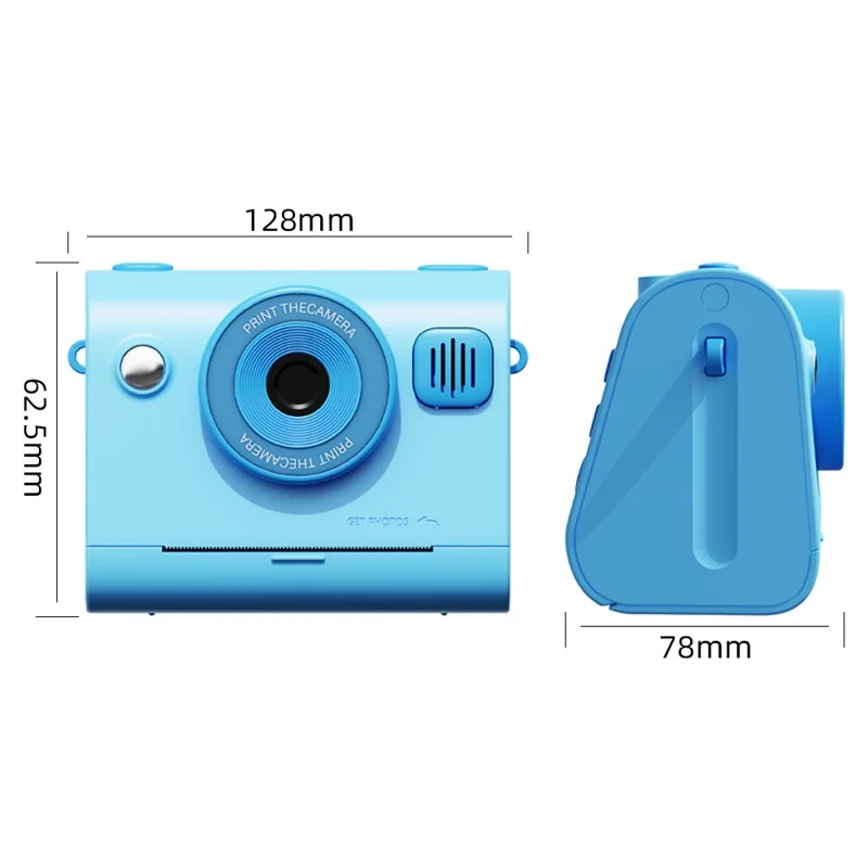 D103 2.4 Inch Kids Digital Camera 1080P IPS Screen Dual Lens Instant Thermal Print Camera Gift - Blue