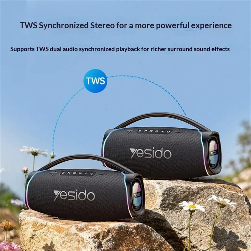 YESIDO YSW46 220W Bluetooth-compatible 5.3 Speaker RGB Outdoor Portable Wireless Speaker with Microphone