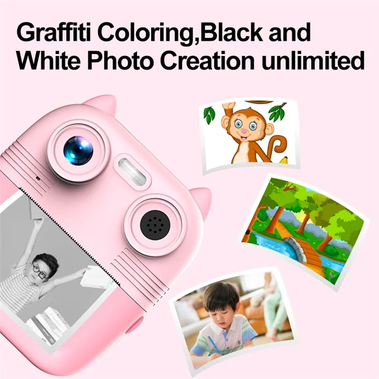 D8 Dual-Lens Children Video Camera Kid's Educational Toy Supporting 128GB Memory Card - Pink