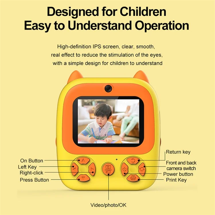 D8 Dual-Lens Children Video Camera Kid's Educational Toy Supporting 128GB Memory Card - Pink