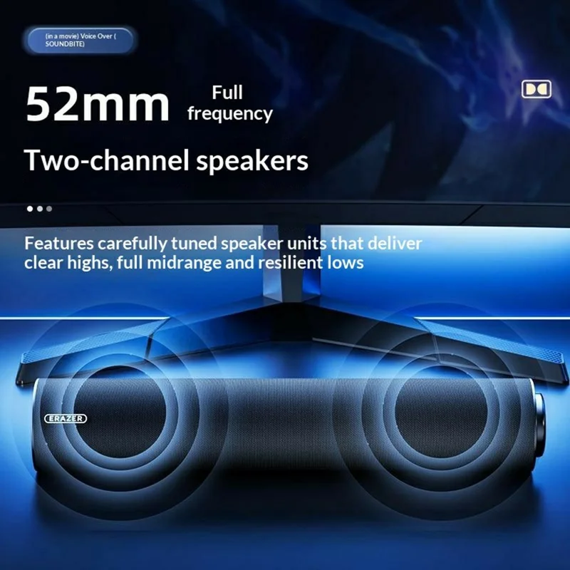 ERAZER W110 Desktop USB Wired Speaker 3.5mm Audio Input 6W Portable Speaker for PC Gaming (Invested By Lenovo) - Black