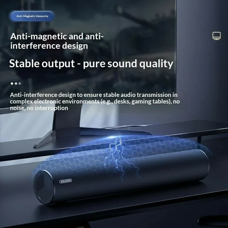 ERAZER W110 Desktop USB Wired Speaker 3.5mm Audio Input 6W Portable Speaker for PC Gaming (Invested By Lenovo) - Black
