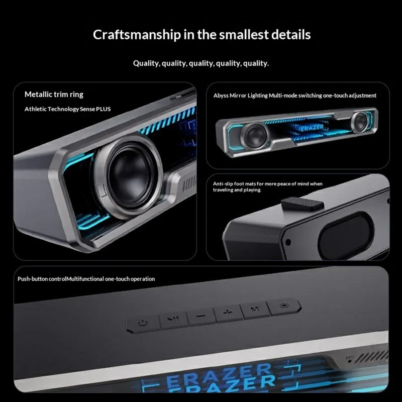 ERAZER W108 Desktop USB Wired Abyss RGB Lighting Bluetooth-compatible Speaker 3 EQ Modes Computer Speaker (Invested By Lenovo) - White