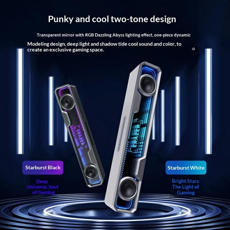 ERAZER W108 Desktop USB Wired Abyss RGB Lighting Bluetooth-compatible Speaker 3 EQ Modes Computer Speaker (Invested By Lenovo) - White