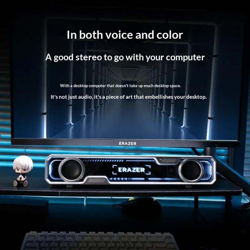 ERAZER W108 Desktop USB Wired Abyss RGB Lighting Bluetooth-compatible Speaker 3 EQ Modes Computer Speaker (Invested By Lenovo) - White