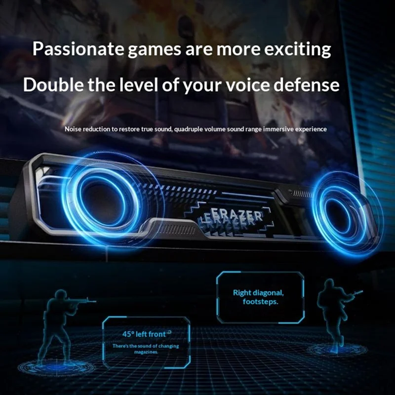 ERAZER W108 Desktop USB Wired Abyss RGB Lighting Bluetooth-compatible Speaker 3 EQ Modes Computer Speaker (Invested By Lenovo) - White