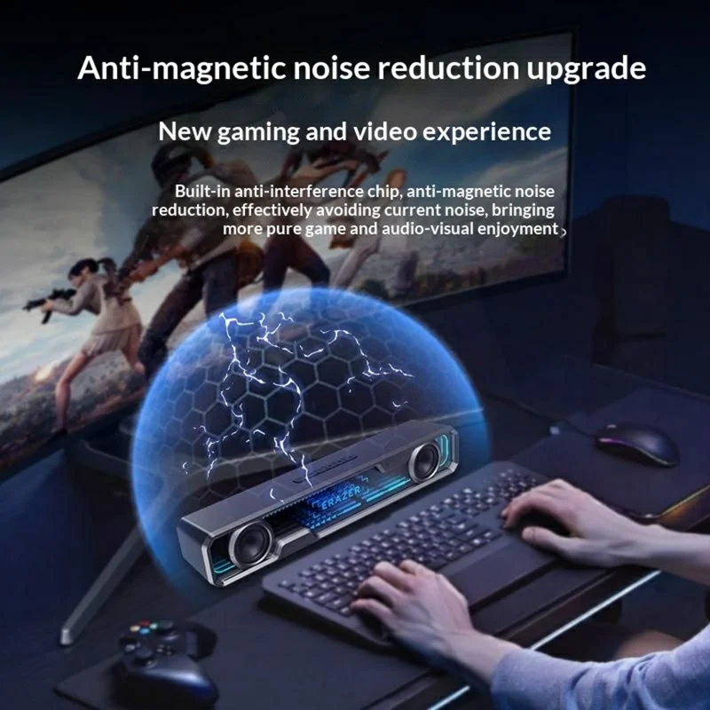 ERAZER W108 Desktop USB Wired Abyss RGB Lighting Bluetooth-compatible Speaker 3 EQ Modes Computer Speaker (Invested By Lenovo) - White