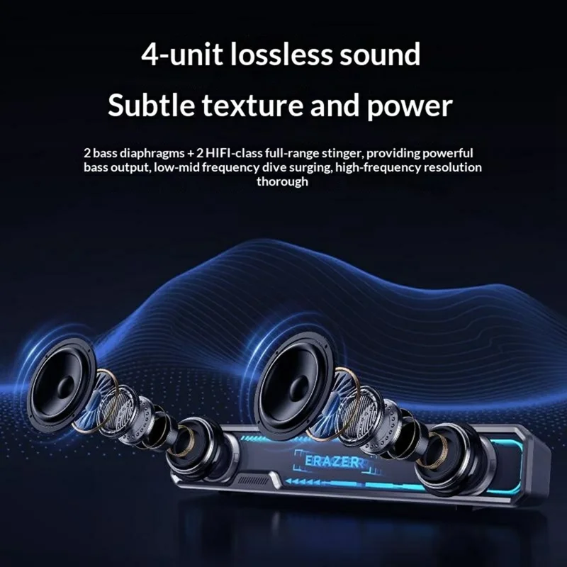 ERAZER W108 Desktop USB Wired Abyss RGB Lighting Bluetooth-compatible Speaker 3 EQ Modes Computer Speaker (Invested By Lenovo) - White