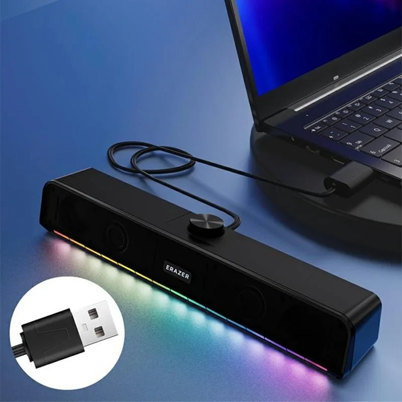 ERAZER W09 Desktop USB Wired Speaker Bluetooth-compatible 5.3 RGB Gaming Computer Portable Speakers (Invested By Lenovo)