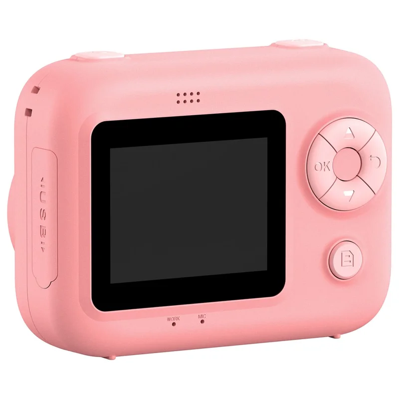 P97 Kids Instant Print Camera Kids Digital Camera 2.4 Inch IPS Screen 16X Zoom LED Flash Camera Toy with 32G Memory Card - Pink