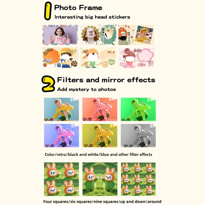 P97 Kids Instant Print Camera Kids Digital Camera 2.4 Inch IPS Screen 16X Zoom LED Flash Camera Toy with 32G Memory Card - Pink
