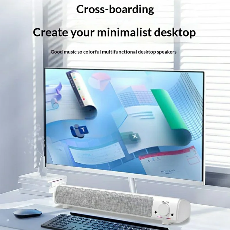 ERAZER A101Pro Desktop PC Speaker Bluetooth-compatible 5.3 USB Wired Computer Speaker for Gaming Office (Invested By Lenovo) - White