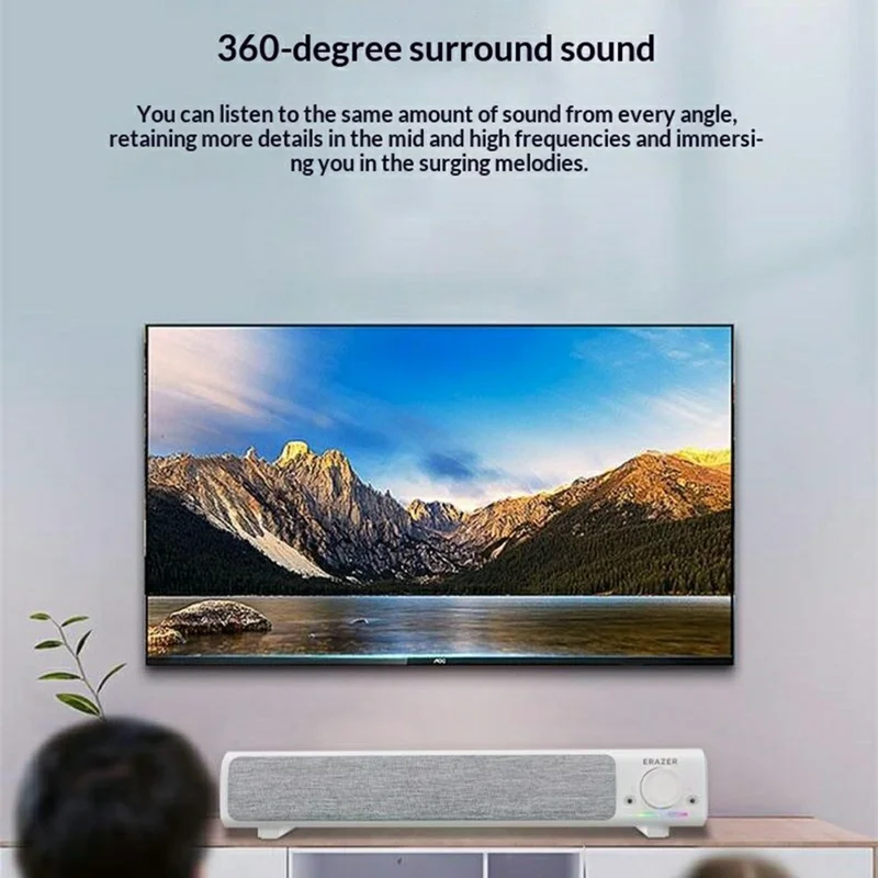 ERAZER A101Pro Desktop PC Speaker Bluetooth-compatible 5.3 USB Wired Computer Speaker for Gaming Office (Invested By Lenovo) - White