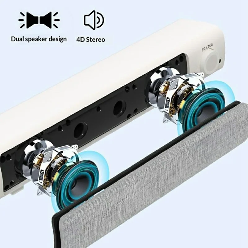 ERAZER A101Pro Desktop PC Speaker Bluetooth-compatible 5.3 USB Wired Computer Speaker for Gaming Office (Invested By Lenovo) - White