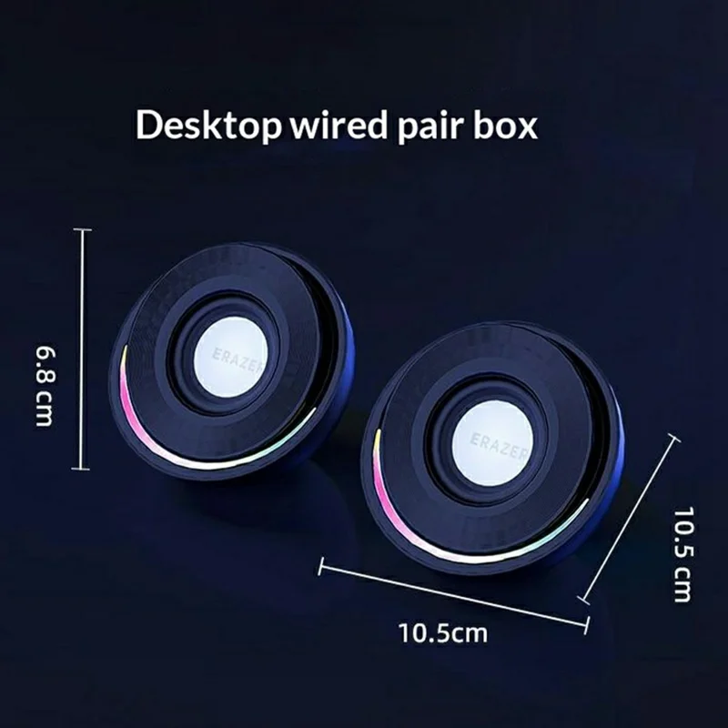 ERAZER A500 1 Pair Desktop 2.0 PC Speakers RGB Bluetooth-compatible USB Wired Computer 10W Audio Speakers (Invested By Lenovo) - Black