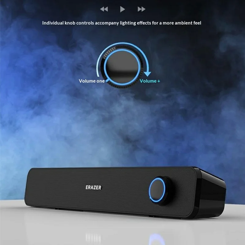 ERAZER A120 Altoparlante Fisso Cablato con Bluetooth 6W a Doppio Canale Altoparlante USB Plug and Play per PC Gaming (Investito da Lenovo) - Nero