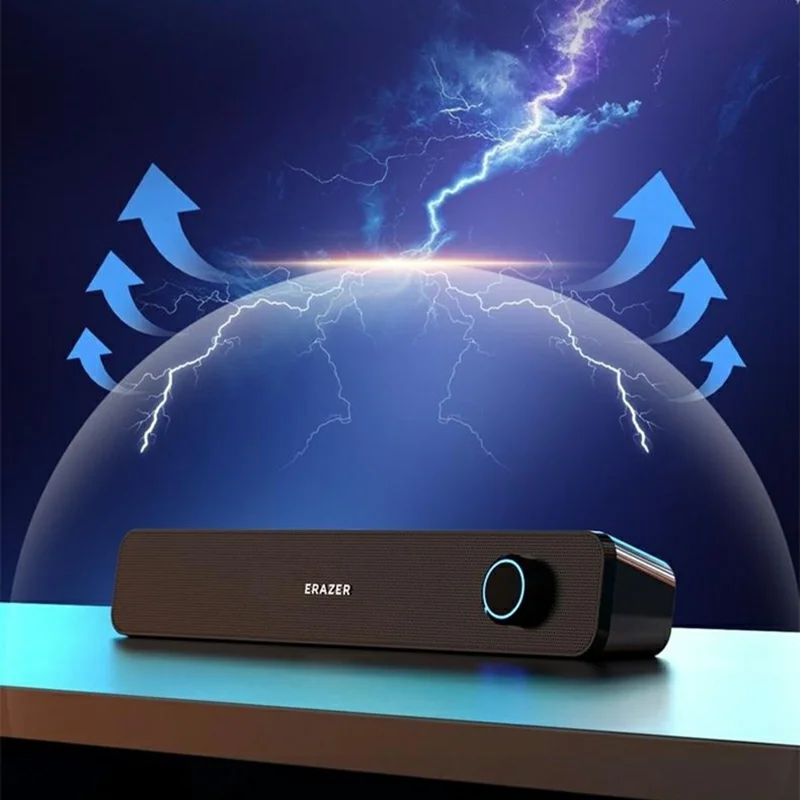 ERAZER A120 Altoparlante Fisso Cablato con Bluetooth 6W a Doppio Canale Altoparlante USB Plug and Play per PC Gaming (Investito da Lenovo) - Nero